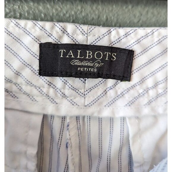 Talbots Heritage White Blue Stripe Seersucker Capris Pants Size 4P - Picture 2 of 7